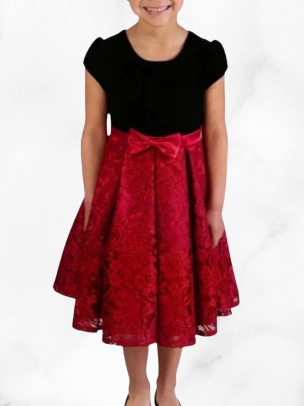 Girls Jona Michelle Red and Black Dress